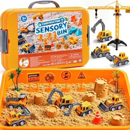 Construction Sensory Bin for Toddlers – Gifts for 3 Year Old Boys by JOYSINTOY