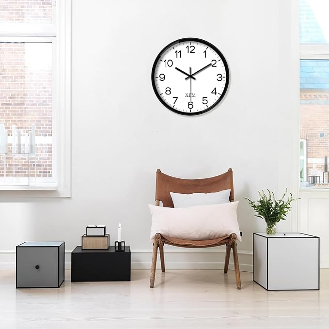 XFM 10 Inch Modern Small Wall Clocks Battery Operated Silent - Image 4