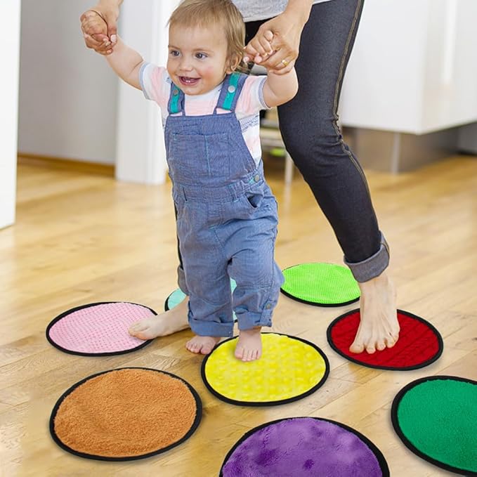 16 Set Round Sensory Mini Mats Textured Sensory Tiles - Sensory Toys for Autistic Children, Babies and Toddlers with Sensory Issues - Tactile Sensory Walls Sensory Mats for Fidgeting Activity