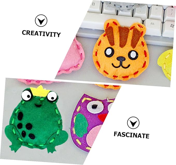 NESTINGHO 8 Pcs DIY Animal Pendant Making Kit for Educational Craft with Assorted Felt Shapes Fun Schoolbag Charms for Sewing and Creative Play Birthday