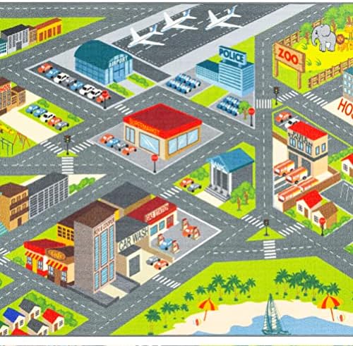 KC Cubs: Educational Rug: City Streets Road Map - 5x7' Playmat - Interactive Toy Car Route, Activity Area Carpet, Bedroom-Classroom, Baby-Toddler-Kids - Image 5