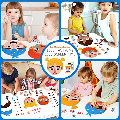 Craftstory 86 Pcs Social Emotional Learning Activities Sensory Toys for Kids- Montessori Toys with 2 Face Boards 9 Emotion Cards, Autism Learning Materials for Kids Speech Therapy Materials - Image 5