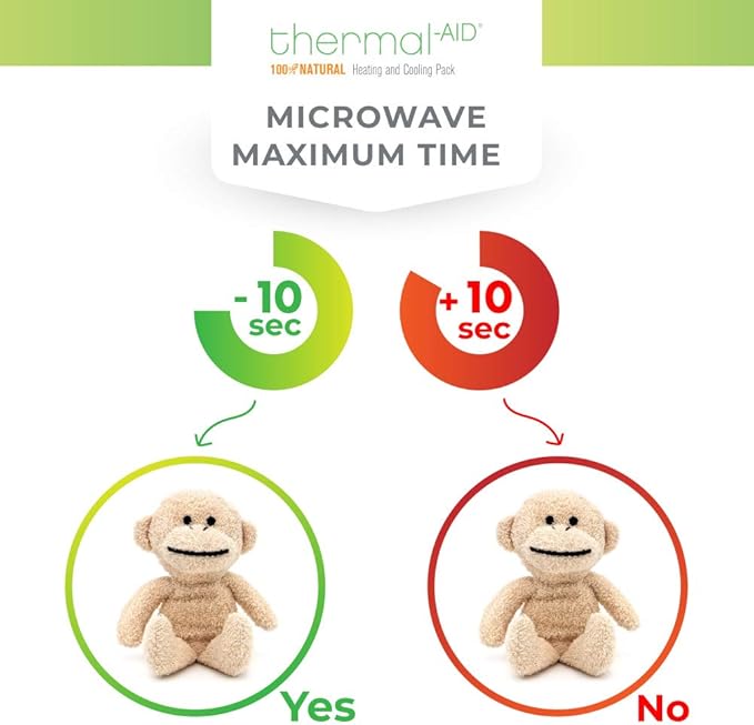 Thermal-Aid Zoo Mini — (Jo Jo The Monkey) — Mold-Resistant, Washable Hot & Cold Pack for Kids — Heating and Cooling Pad with Natural Corn Filling — Reusable Plush Toy