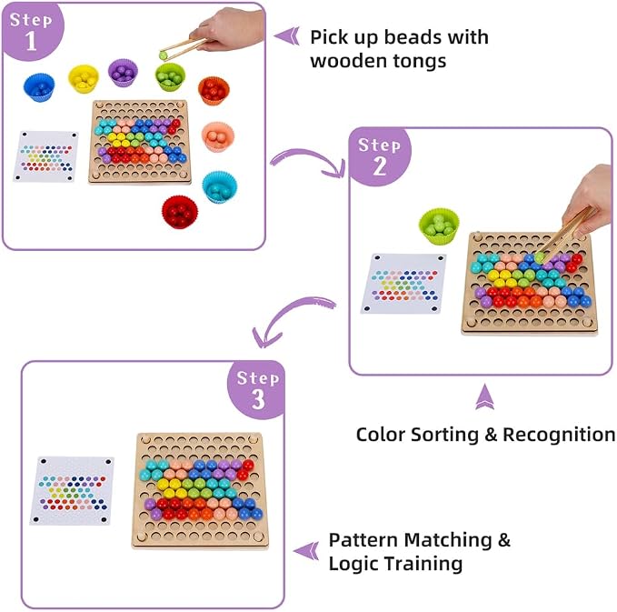 Offelec Fine Motor Games, Color Sorting Toys for Little Hands, Special Education Stacking Toy - Image 6