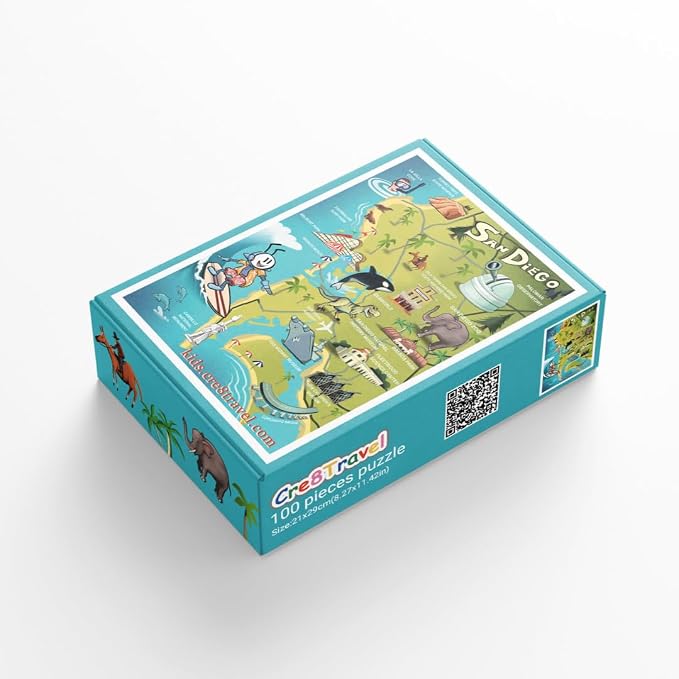 Explore Metro Travel City: 100-Piece Puzzle - Fun & Educational City Map with Landmarks, Ideal for Family Activities | Gift for Christmas, Birthday or Special Occasions. (San Diego) by Cre8Travel