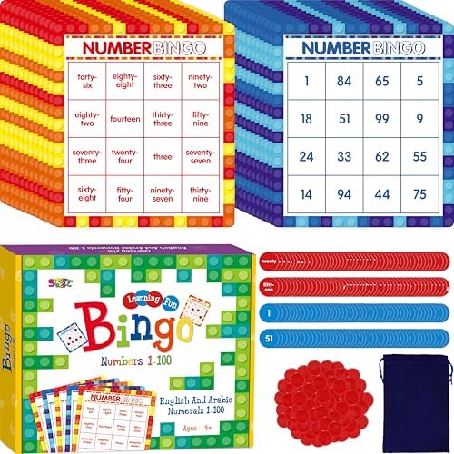 SpriteGru Number Bingo Game, Number 1-100 Bingo Board Game Learn & Count to Read 2 Versions Number Recognition Game for Kids 5-12, Perfect for Classroom & At Home by SpriteGru