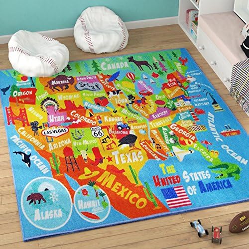KC Cubs 3x5 USA United States Map Toy Car Road Rug – Educational Play Mat Carpet for Kids, Toddlers, Nursery, Classroom, Playroom, Baby Daycare - Image 6