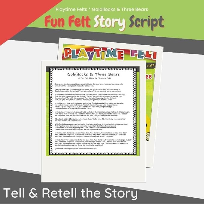 Goldilocks and Three Bears Felt Story Set | 19 PRECUT & Ready to Play Colorful & Durable Felt Pieces for Toddlers, Preschool & Kindergarten | Reusable Felt Board Stories - Image 6