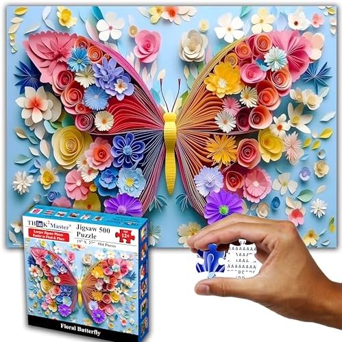 Think2Master Colorful Vibrant Flower Butterfly 500 Pieces Large Format Jigsaw Puzzle: 13+, Teens, Adults & Families. Paper Art High Resolution. Great Gift. Size: 26.8” X 18.9” - Image 7