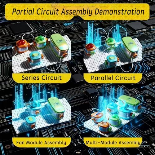 Science Kits for Kids - STEM Educational Circuits Kit for Kids, 168 Projects 37 Circuit Parts Electronics Building Blocks, Science Experiment Toy - DIY Engineering Gift for Boys Girls Ages 3+ - Image 3