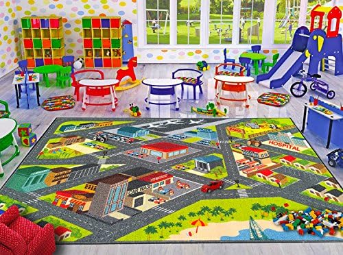 KC Cubs: Educational Rug: City Streets Road Map - 3x5' Playmat - Interactive Toy Car Route, Activity Area Carpet, Bedroom-Classroom, Baby-Toddler-Kids - Image 3