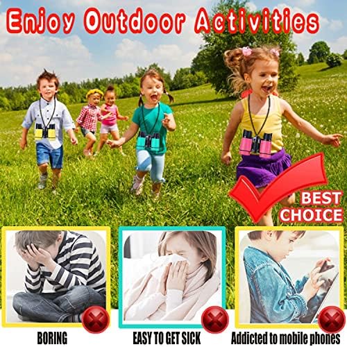 Kids Binoculars Best Gifts for 3-12 Years Boys Girls High-Resolution Optics Shockproof Mini Compact Binocuolar Toys Folding Small Telescope for Bird Watching Camping Outdoor Play - Image 3