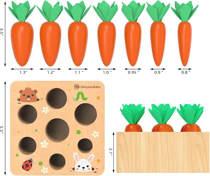 KMTJT Montessori Carrot Harvest Game Wooden Toy for 2 3 Year Old Toddlers - Image 2