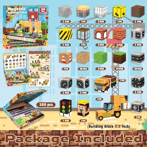 ToyUnited Magnetic Blocks - 100PCS Magnetic Building Blocks Magnet Cubes Stacking Construction Set, STEM Montessori Sensory Toys for Kids Boys Girls Ages 3-5 6-8 Holiday Birthday Gifts - Image 2