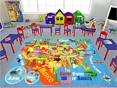 KC Cubs 3x5 USA United States Map Toy Car Road Rug – Educational Play Mat Carpet for Kids, Toddlers, Nursery, Classroom, Playroom, Baby Daycare - Image 2