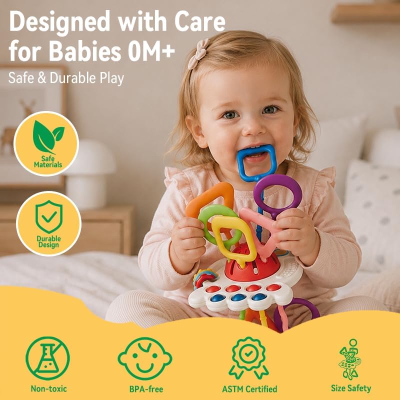 Montessori Silicone Pulling Toy for Babies (Red) - Image 3