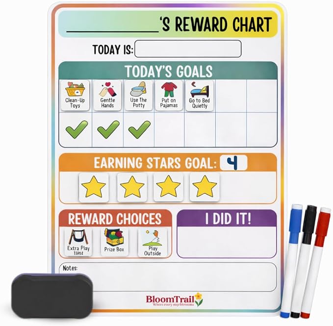 Reward Charts for Toddlers – Magnetic Daily Routine & Behavior Chart for Kids, Positive Reinforcement System for Home & Classroom by Unknown