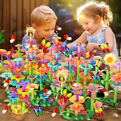 Doloowee 238Pcs Flower Garden Building Toys for Girls 3 4 5 6 7 Year Old, Upgrade DIY Building Stacking Toys, STEM Preschool Educational Toddler Toys Brain Development Kindergarten Kids Toy - Image 5