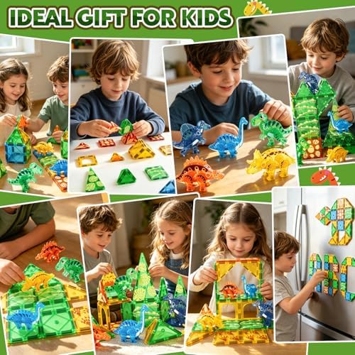 Dinosaur Toys Magnetic Tiles 3D Movable Dinos for Kids 3-5 5-7 Toddler Toy - Image 2