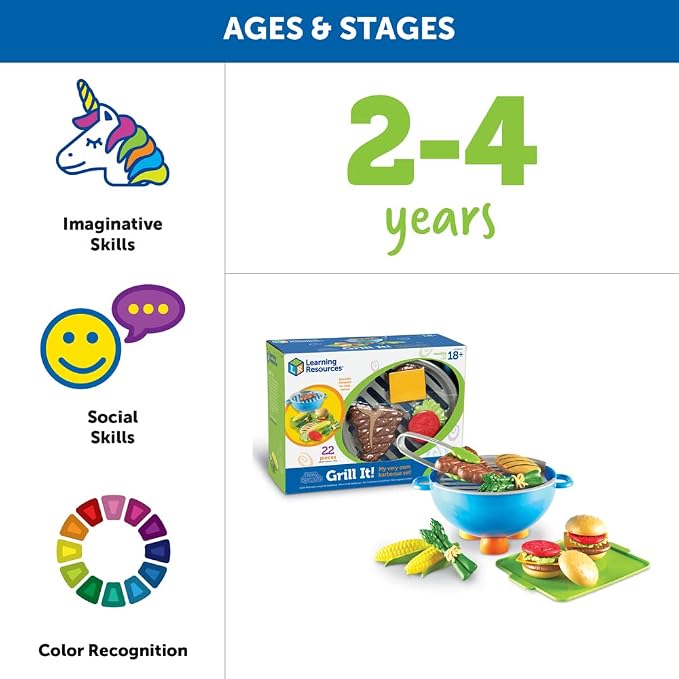 Learning Resources New Sprouts Grill It! Barbecue Set - Play Food for Kids, Kitchen Toys Accessories, Imaginative Play, Fine Motor Skills, Interactive Toddler Activities, Gifts for Boys and Girls - Image 5