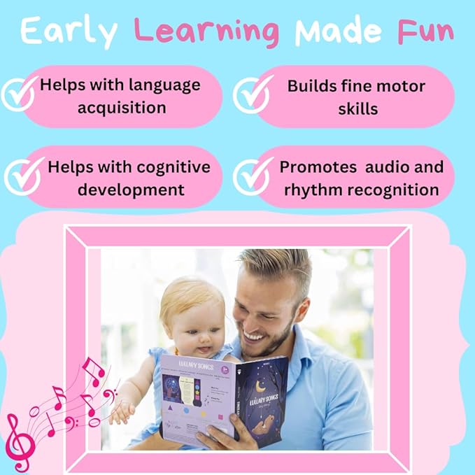 Musical Book for Toddlers with Lullaby Songs, Interactive Toy, Twinkle, Twinkle Little Star, Sing Along, Montessori Sound Book for Young Kids, Nursery Rhyme Book for Babies