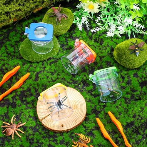 Halloscume 60 Pcs Insert Bug Viewer for Kids Magnifying Insect Box Bug Catcher Magnifier Container Critter Collection Kit Insect Cage Jar for Children Science Nature Exploration Tool - Image 4