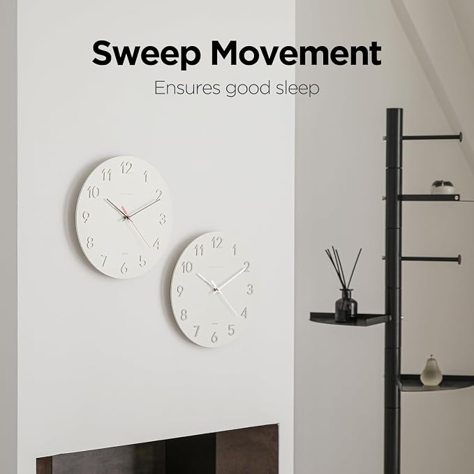 mooas 3D Numbers Modern Wall Clock, 12" Battery Operated, Analog (Cream) - Image 2
