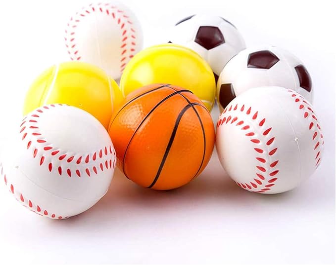 Mini Sports Stress Balls 24 Pack 2.5 Inch Foam Pressure Relieving by Wang-Data
