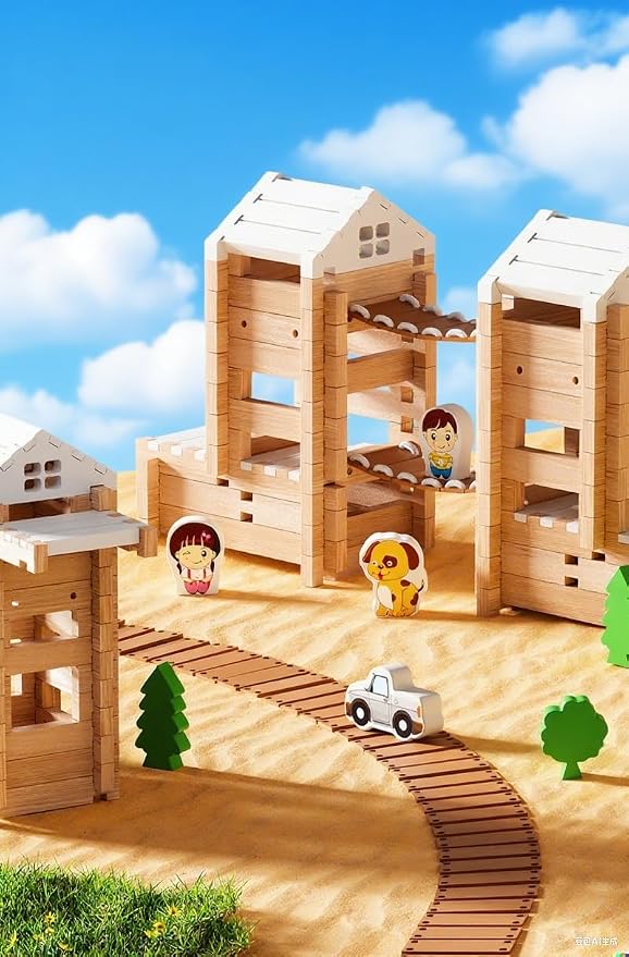 105Pcs Wooden Building Blocks Set, STEM Educational Toy for Kids 3-8 - Image 7