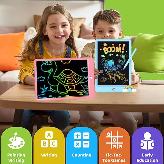 Kids LCD Writing Tablet, 10.5 Inch Colorful Electronic Board Drawing Pad, Electronic Erasable Doodle Tablet for Boys Girls Gifts for Toddler Educational Travel Birthday(Pink)