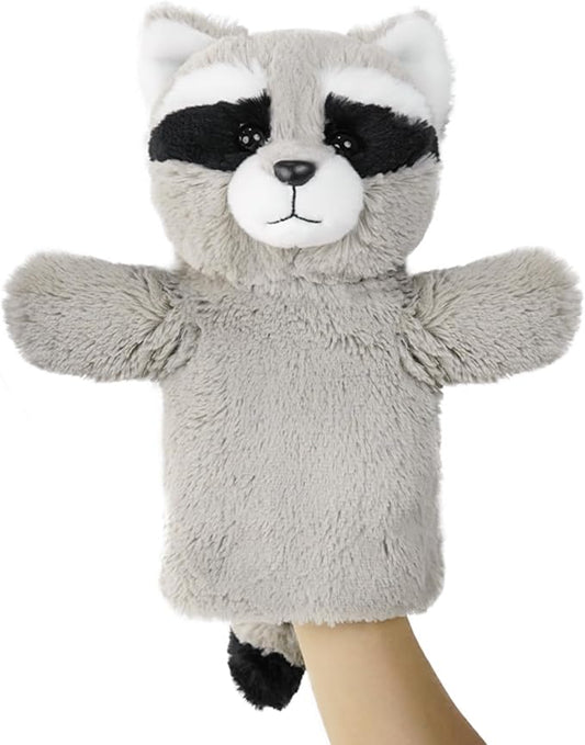 Plush Stuffed Puppet Forest Animal Toy for Family Fun Adult Hands Fit Preschool Learning Classroom Supplies Educational Tool Raccoon Puppet