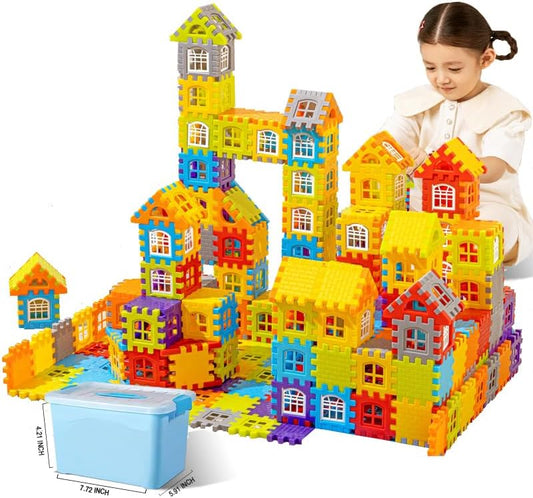 Building Blocks Set 210 Pieces - STEM Educational Learning Toys for Kids Ages 3-8, Creative Construction Preschool Toys for Boys Girls, Safe Plastic Building Set with Storage Box by Unknown