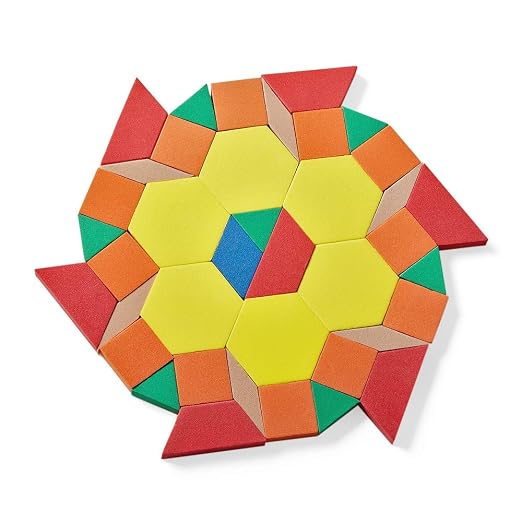 hand2mind Foam Pattern Blocks, Geometric Shapes for Kids, Pattern Play, Toddler Pattern Blocks, Learning Shapes for Kindergarten, 3D Shapes Manipulatives, Sorting Math Blocks (Set of 1,250) - Image 6