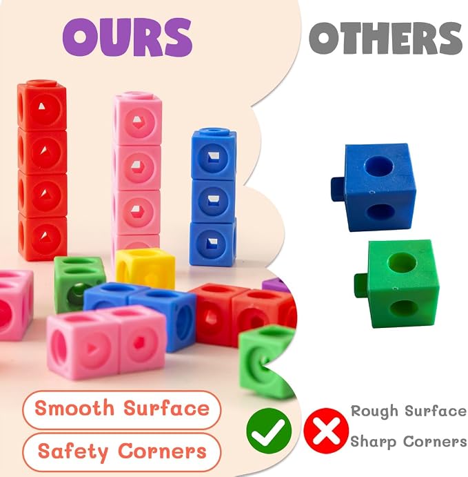 300 Pcs Linking Cubes for Math with Storage Boxes, Kids Counting Blocks for Math STEM Connecting Cubes Math Manipulatives Classroom Learning Supplies for Preschool and Elementary Aged Kids - Image 4