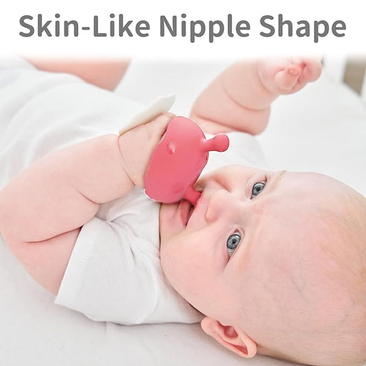 Baby Teething Toys for 3-12 Months+,Silicone Mombella Baby Teether,Soft & Easy to Grasp for Teething Relief,Safe & Comfortable Teether Toys for Sucking Needs,BPA Free (Pink Red)