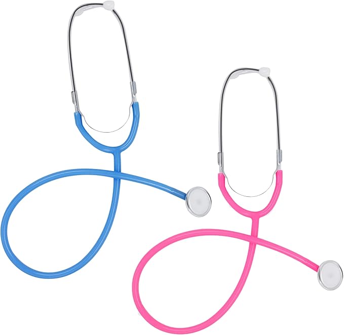 Zcaukya Kids Stethoscope, 2 Pack Real Working Nursing Stethoscope for Kids Role Play, Doctor Game, Blue and Pink