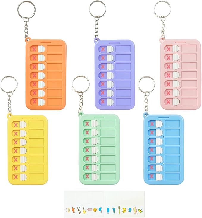6 Pcs Portable Visual Schedule Keychain Checklist for Kids with Planning Sticker, Reminder Board Chore Chart ADHD Tools for Kids Adults for Daily Task Weekly Planning Memo Checklist Boards by Unknown