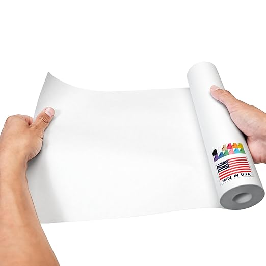 9" x 1200" USA-Made White Kraft Paper Roll, 45 Lbs/66 GSM Thickness, American Quality Colored Roll Paper for School, Bulletin Board, Crafts - Odorless, Non-Toxic, Safe for Kids