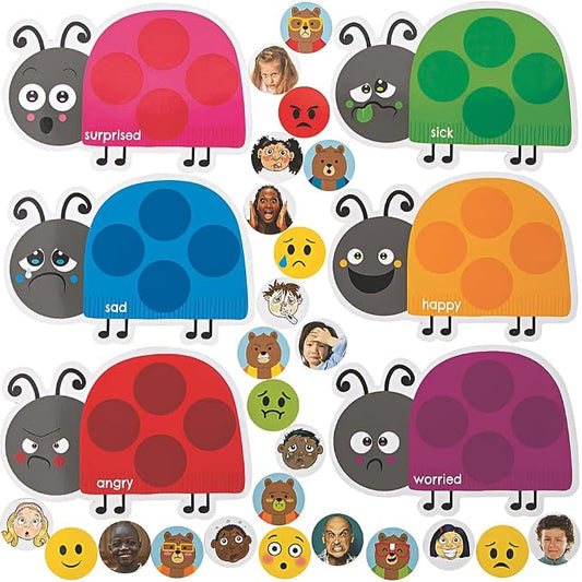 Fun Express Ladybug Emotion Match Cardstock Game - Educational Cards for Kids - Fun Learning Activity to Enhance Emotional Intelligence - 30 Pieces by FunExpress