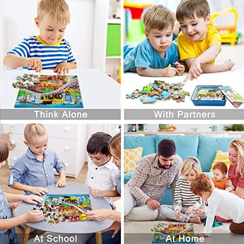 LELEMON Puzzles for Kids Ages 4-8,Construction Site 100 Piece Puzzles for Kids,Educational Kids Puzzles Jigsaw Puzzles in a Metal Box,Children 100 Piece Puzzle Games Puzzle Toys for Girls and Boys - Image 4