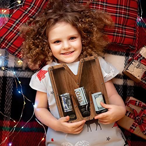 ladenk 12 Inch Extra Large Wooden Kids Letter Piggy Bank - Piggy Bank for Boys Girls - Initial M Bank - Alphabet Money Bank for Birthday - Image 6