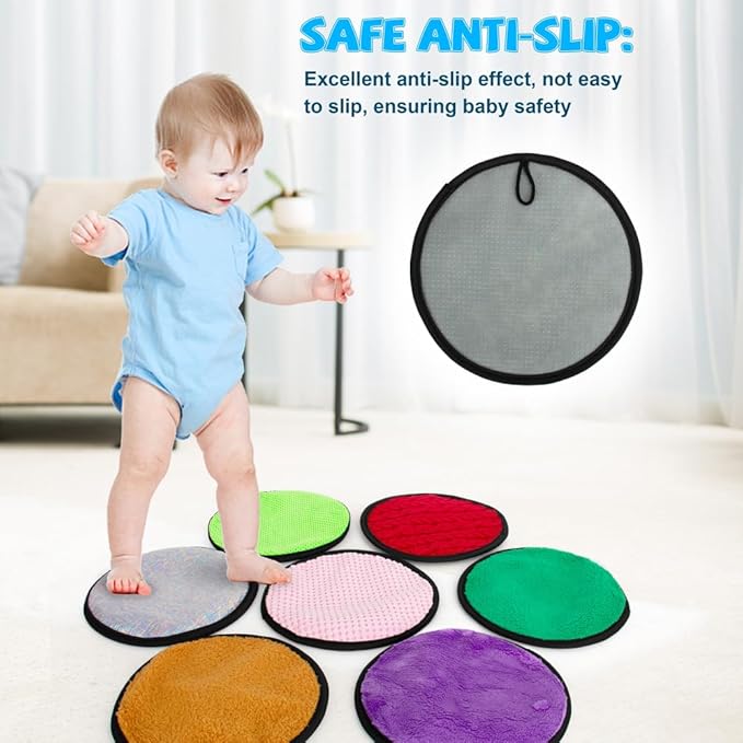 16 Set Round Sensory Mini Mats Textured Sensory Tiles - Sensory Toys for Autistic Children, Babies and Toddlers with Sensory Issues - Tactile Sensory Walls Sensory Mats for Fidgeting Activity