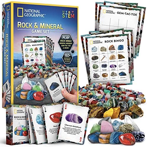 National Geographic Rock Bingo and Gemstone Trivia Game for Kids by BlueMarbleToys