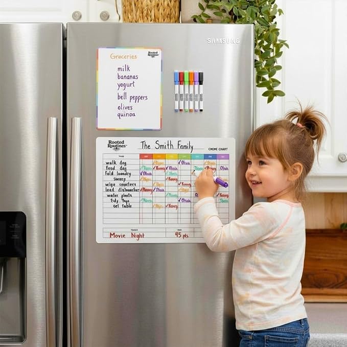 Large Magnetic Chore Chart for Refrigerator, Dry Erase Responsibility Board & Reward Tracker for Kids, Multiple Children, and Adults - Image 3