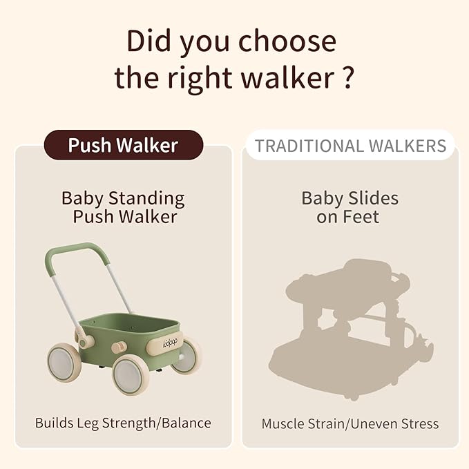 PULA Baby Push Walker with Wheels Toddler Wagon for First Learner Baby Toys 6-12 Months, 1 Year Old Birthday Gifts, Indoors and Outdoors (Pink)