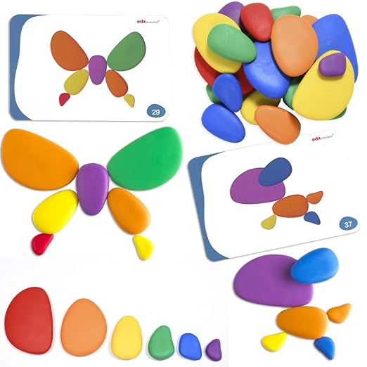 Rainbow Pebbles, Set of 36, Sorting and Stacking Stones by RainbowPebbles