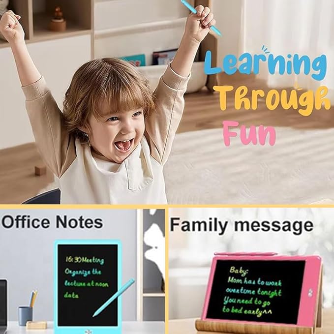 Kids LCD Writing Tablet, 10.5 Inch Colorful Electronic Board Drawing Pad, Electronic Erasable Doodle Tablet for Boys Girls Gifts for Toddler Educational Travel Birthday(Pink)
