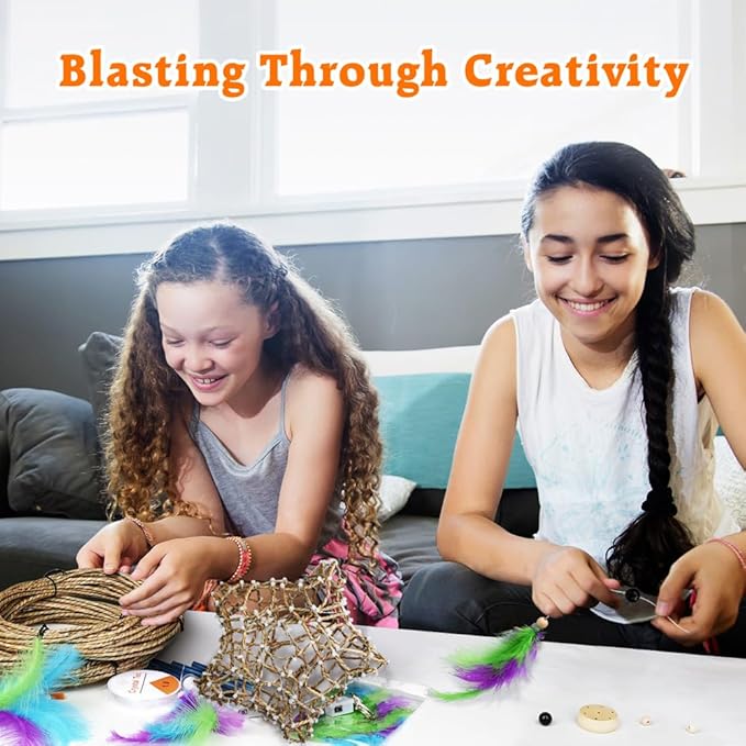 CHARTEKS 3D String Light Craft Kit for Kids, String Art Kit with LED Bulbs and Wind Chime, Arts and Crafts Set, Birthday Gifts for Girls Boys Ages 8+ (Original, Seagrass String)