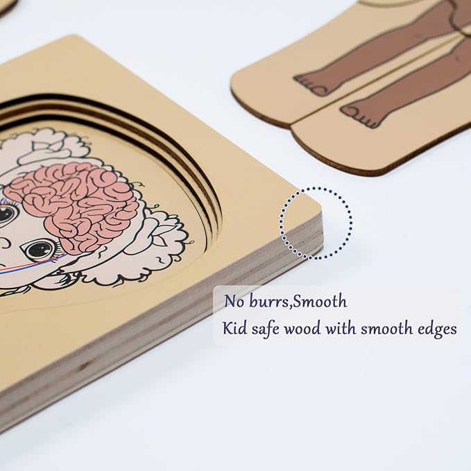 My Body Parts Puzzle for Toddlers Kids African Girl Montessori Wooden Anatomy Puzzle 3-5 Years Old Preschool Learning Game Human Body Cognitive Toys - Image 4