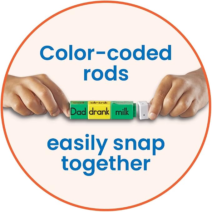 hand2mind Reading Rods Sentence Construction, Sentence Building for Kids, Parts of Speech Linking Cubes, Learn to Read Toys, Reading Tools for Kids, Science of Reading Manipulatives - Image 3